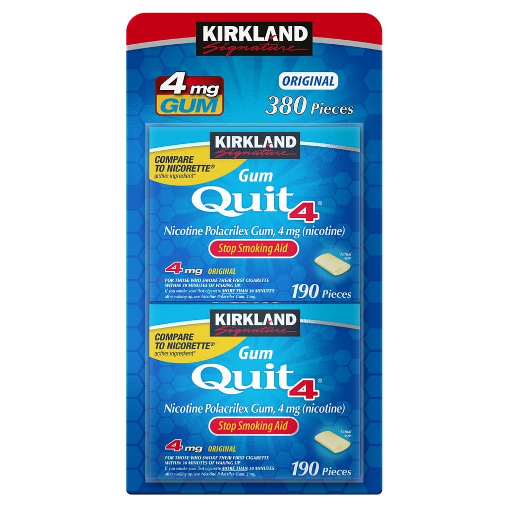 Kirkland Signature Chicles de nicotina, Quit 4 · 4 mg · 380 piezas
